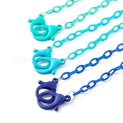 3 pièces 3 couleurs colliers de chaîne de câble en plastique abs personnalisés, chaînes de sac à main, avec fermoir pince de homard, couleur mixte, 18.98 pouce (48.2 cm), 1 pc / couleur