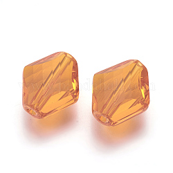 Abalorios de cristal austriaco de imitación, aaa grado, facetados, rombo, naranja, 14~14.5x12x5~7mm, agujero: 0.9~1 mm