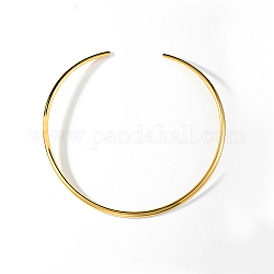 ステンレス製のシンプルな細いカラーのネックレス  リジッドチョーカーネックレス  ゴールドカラー  15.75インチ（40cm）