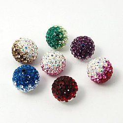 Österreichischen Kristall-Perlen, Pflasterkugelperlen, Farbverlauf, mit Harz im, Runde, Mischfarbe, 12 mm, Bohrung: 1 mm