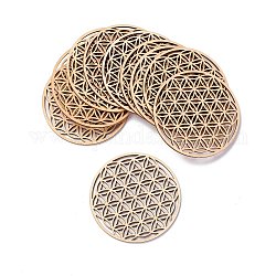Basswood Carved Round Cup Mats, Chakra Flower Of Life Coaster Heat Resistant Pot Mats, for Home Kitchen, Flower Pattern, 100x3mm, 10pcs/set