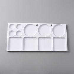 Palette de couleurs plastiques, fournitures de peinture, rectangle, blanc, 14.7x31x1.2 cm, Trou: 9mm, Diamètre intérieur: 3.1~6.8 cm
