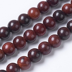Brins de perles de bois de rose birman naturel, ronde, brun coco, 8mm, Trou: 1mm, Environ 49 pcs/chapelet, 15.5 pouce (39.5 cm)