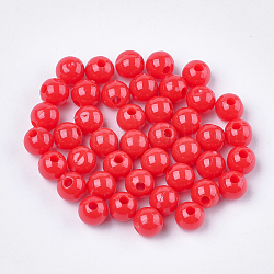 Opaque Plastic Beads, Round, Red, 6x5.5mm, Hole: 1.8mm