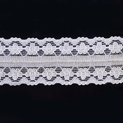 Ruban en nylon avec garniture en dentelle pour la fabrication de bijoux, blanc, 1 pouce (26 mm), environ 300yards / rouleau (274.32m / rouleau)