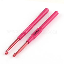 Aluminum Crochet Hooks with Plastic Handle Covered, Deep Pink, Pin: 5.0mm, 140x9x7.5mm