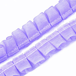 Лентой из органзы, плиссированная / двойная лента с оборками, средне фиолетовый, 19~23 мм, 30 м / пачка