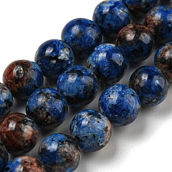 Hebras de cuentas de larvikita natural, teñido, redondo, azul oscuro, 8~8.5mm, agujero: 1 mm, aproximamente 47~49 pcs / cadena, 14.5 pulgada ~ 14.9 pulgadas (37~38 cm)