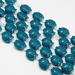 Synthetic Gemstone Coral Beads Strands, Dyed, Fish, Marine Blue, 14x12x8mm, Hole: 1mm, about 22pcs/strand, 14.96inch