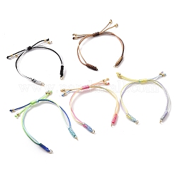 Adjustable Braided Nylon Thread Link Bracelet Makings, Fit for Connector Charms, Mixed Color, Golden, 8-1/2~9-5/8 inch(21.5~24.3cm)