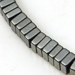 Unmagnetische synthetischen Hämatitkornen Stränge, Viereck, Grau, 2x2x1 mm, ca. 400 Stk. / Strang, 16 Zoll