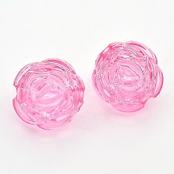 Abalorios de acrílico transparentes, flor, rosa, 13.4 mm de diámetro, 11.3 mm de espesor, agujero: 2 mm
