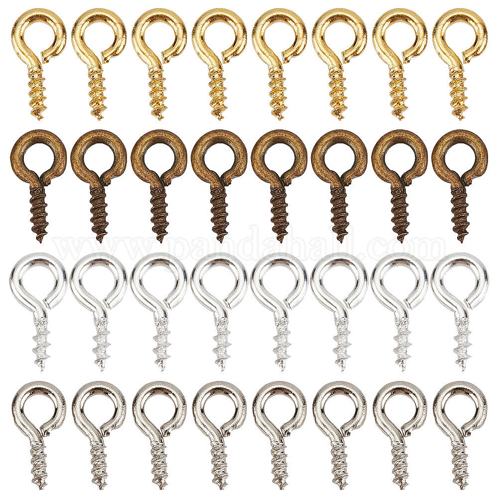 Wholesale SUNNYCLUE 1 Box 1400PCS Silver Screw Eye Pins Eye Pins Hooks