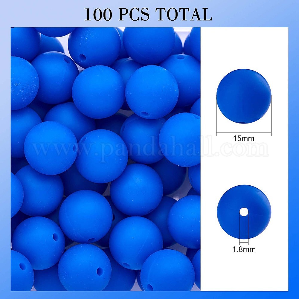 Wholesale 100Pcs Silicone Beads Round Rubber Bead 15MM Loose Spacer