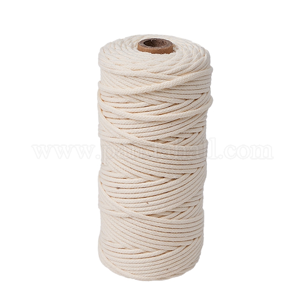 Cordon Macramé Bonnie Blanc - 6 Mm, 100 Yards, Tressé Artisanal, Neuf