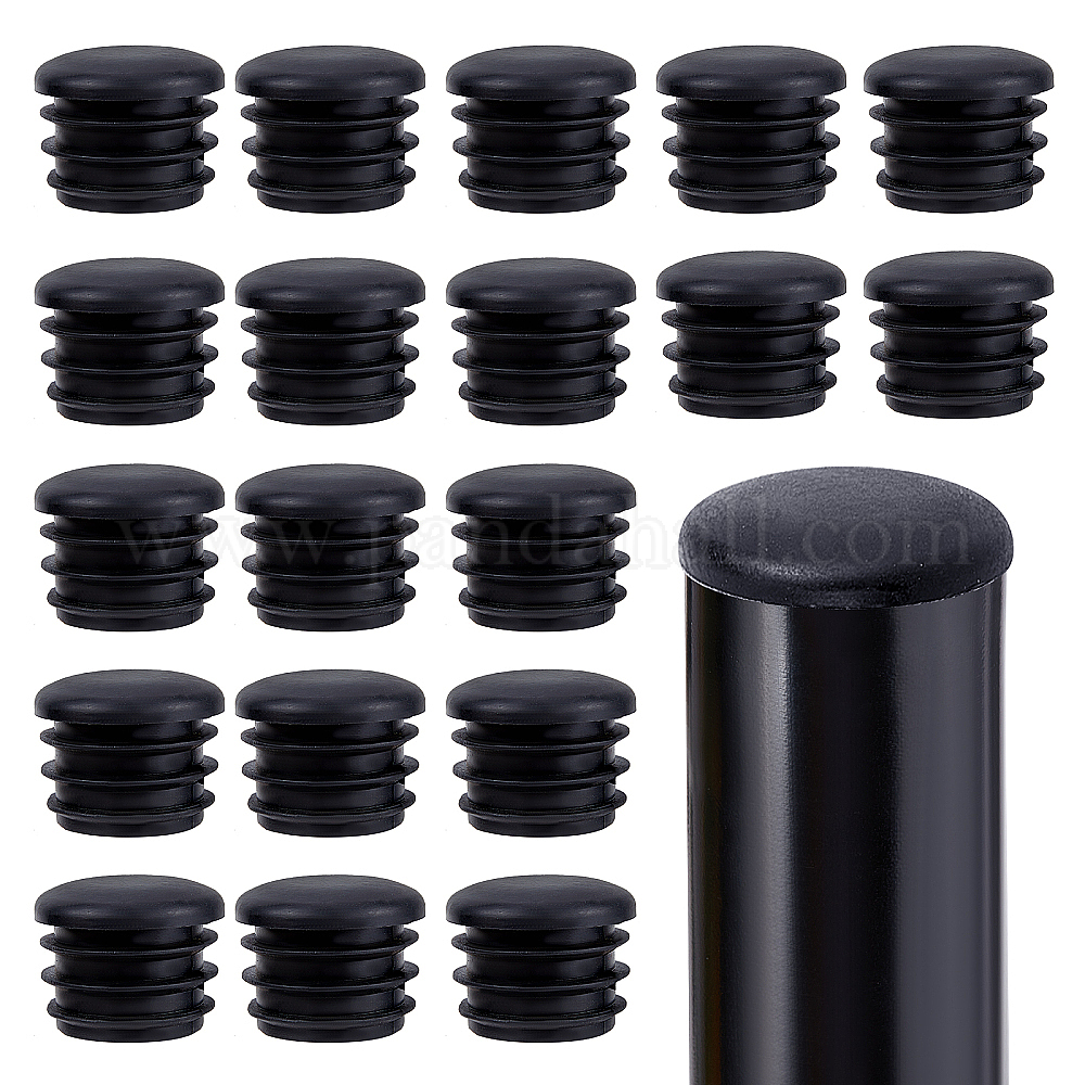Wholesale 20 Pieces 1In Round Plastic Plugs Black End Caps