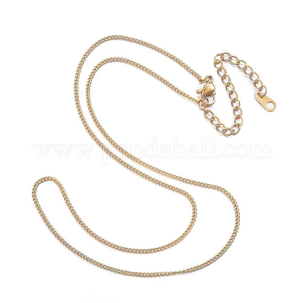 304ステンレス鋼ネックレス カーブチェーンネックレス ゴールドカラー 16.14インチ（41cm）の通販 - PandaHall（パンダホール）