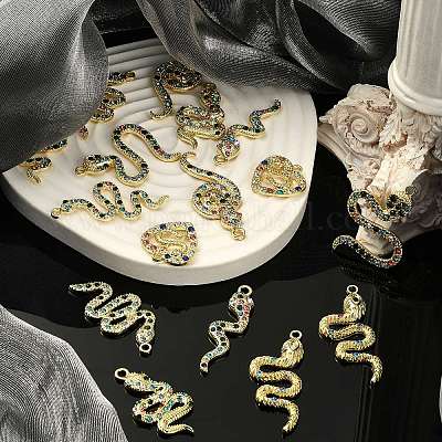 16 pièces 8 styles pendentifs en alliage strass&nbsp;ALRI-CJ0001-06-1