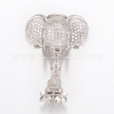 Латунный микро-паве кубический цирконий слон поручитель&nbsp;LS-ZIRC-I017-21P-1