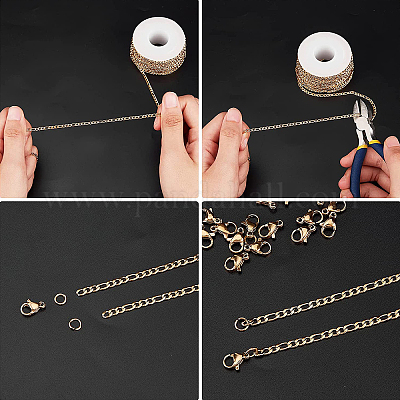 DIY 10M 32.8 Feet 3MM Gold Chain Roll Figaro Chains Stainless Steel Cable Chain  Necklace Chains with Jump Rings Lobster Clasps for Women Adults Jewelry  Making Kits Necklaces Bracelets Craft 