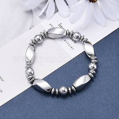 Эластичные браслеты из немагнитного синтетического гематита&nbsp;LS-BJEW-K001-03A-1