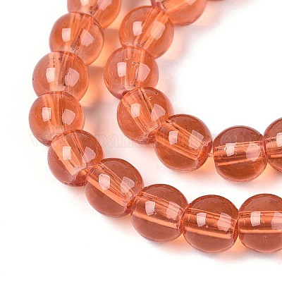 Chapelet de perles en verre baking paint&nbsp;DGLA-Q023-6mm-DB28-1