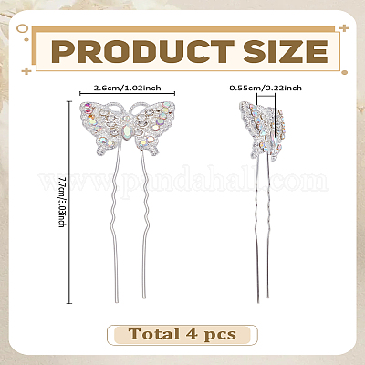 4шт. палочки для волос со стразами из сплава&nbsp;OHAR-LP0004-15-1