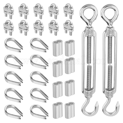 304 Stainless Steel Eye & Hook Turnbuckle Wire Rope Tension, Wire Rope  Cable Clip Clamp, Wire Guardian and Protectors, Aluminum Alloy Tube Beads
