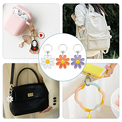 portachiavi con ciondolo in lega smaltata a forma di margherita