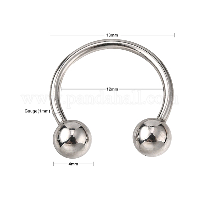 Stainless steel piercing - simple horse-shoe with glossy balls, width 4 mm