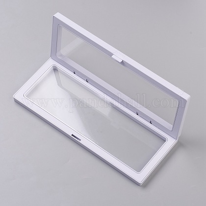 長方形の透明な3Dフローティングフレームディスプレイ  リングネックレスブレスレットイヤリング用  コインディスプレイスタンド  aaメダリオン  ホワイト  23.2x2x9.1cm  内径：209x69mm OBOX-G013-13B-1