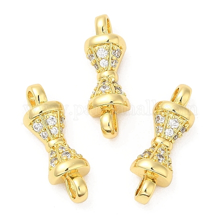 Rack Plating Brass Pave Clear Cubic Zirconia Connector Charms KK-Z028-06G-1