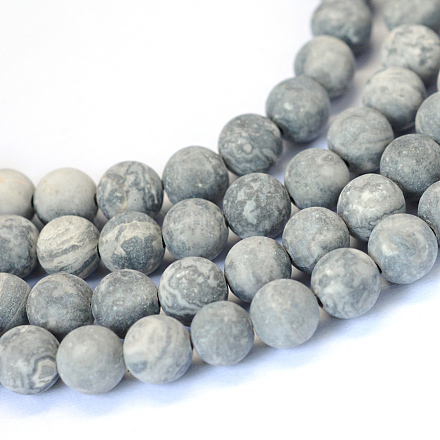 Hilos de cuentas de jaspe policromado natural esmerilado/piedra picasso/jaspe picasso G-E334-10mm-24-1