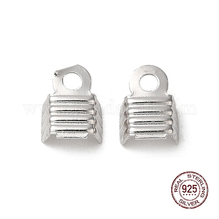 Rhodium Plated 925 Sterling Silver Folding Crimp Ends STER-D006-25P-1