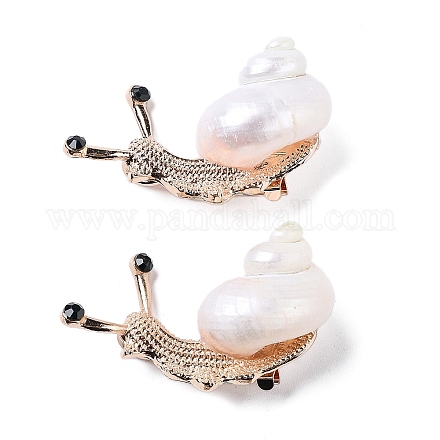 Wholesale Snail White Natural Conch Shell Fossil Brooch Pin - Pandahall.com