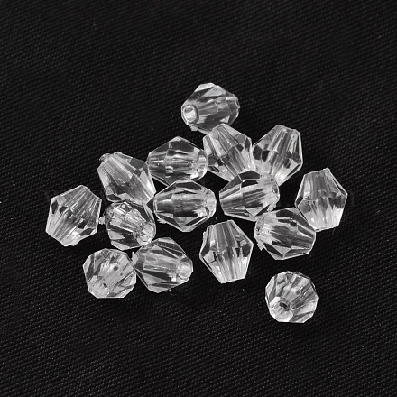 Facetas cuentas de cristal bicono abalorios de acrílico transparentes X-DBB5mm01-1