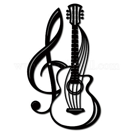 CREATCABIN Metal Wall Art Decor Musical Instruments Black Wall Signs Guitar Iron Hanging Metal Ornament Sculpture for Balcony Garden Home Living Room Decoration Outdoor Indoor Gifts 11.8x6.8Inch AJEW-WH0286-045-1