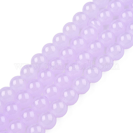 Chapelets de perles en verre imitation jade X-DGLA-S076-8mm-27-01-1