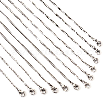 20 Uds 4 estilos de collares de cadena de acero de titanio y cable y caja para hombres y mujeres NJEW-TA0001-12-1