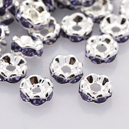 Brass Rhinestone Spacer Beads RB-A014-L6mm-18S-1