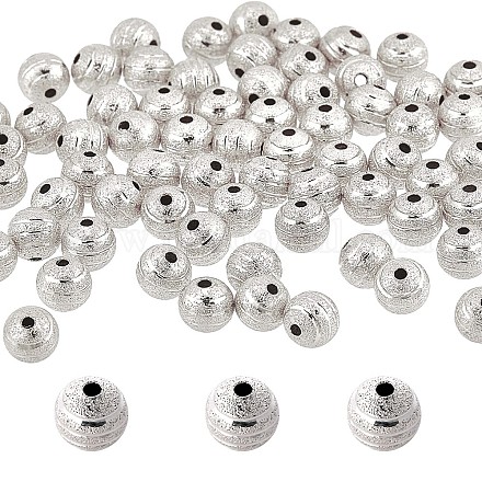 SUNNYCLUE 1 Box 100PCS 8mm Silver Spacer Beads Small Round Brass Beads Alloy Textured Metal Shiny Seamless Tiny Rondelle Loose Spacer Beads for Jewelry Making Beading Kit Bracelets Supplies KK-SC0003-39-1