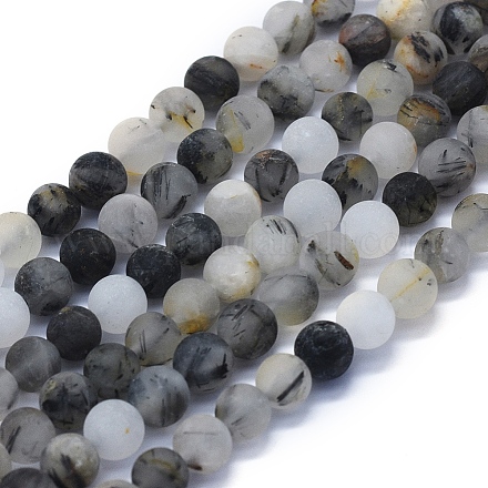 Natürlichen Rutilquarz Perlen Stränge G-E561-07-6mm-1