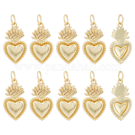 HOBBIESAY 10Pcs Sacred Heart Charms Golden Brass Pendants Charms with Jump Rings Love Shaped Dangle Charms for Jewelry Making Earrings Bracelets Necklaces Craft DIY KK-HY0001-52-1