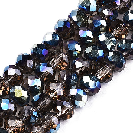 Electroplate Transparent Glass Beads Strands EGLA-A034-T8mm-Q20-1