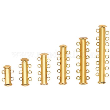 Tube Brass Magnetic Slide Lock Clasps KK-PH0035-46G-1