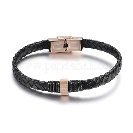 Braided Leather Cord Bracelets BJEW-F317-041RG-1