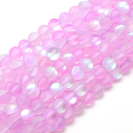 Chapelets de perles en pierre de lune synthétique G-F142-8mm-09-1