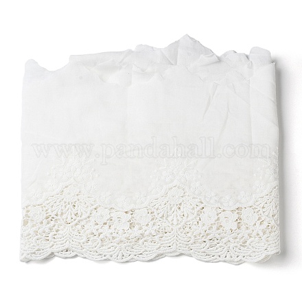 綿のレースの刺繍の花の生地  テーブルクロス用アクセサリー  ホワイト  20cm DIY-XCP0002-94-1
