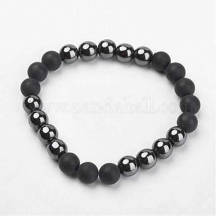 Natürliche schwarze Stretch-Armbänder G-N0264-04-1