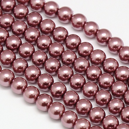 Brins de perles rondes en verre teinté écologique HY-A002-10mm-RB063-1